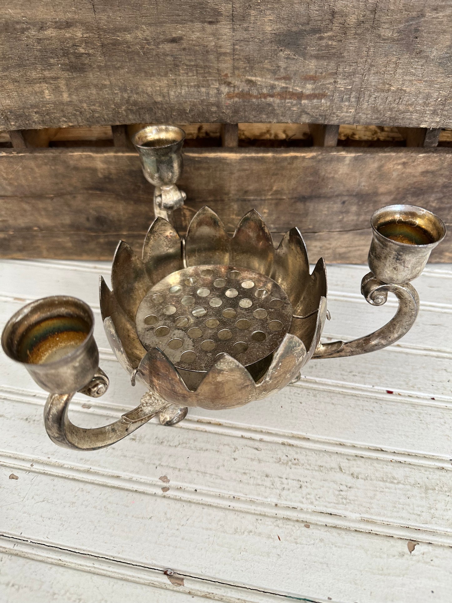 Silver Plated flower frog/candle holder