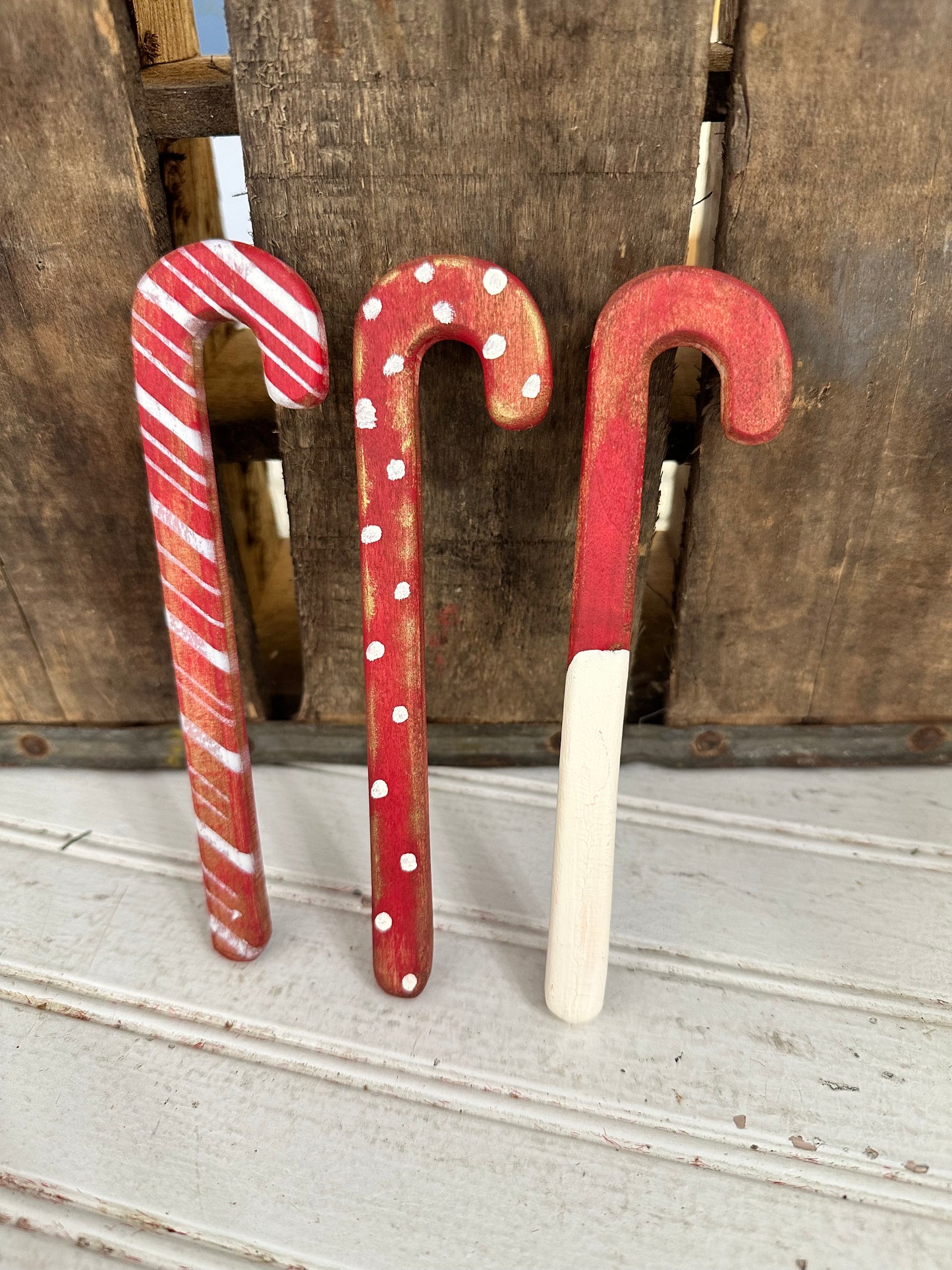 Handmade Wooden Candy Cane set