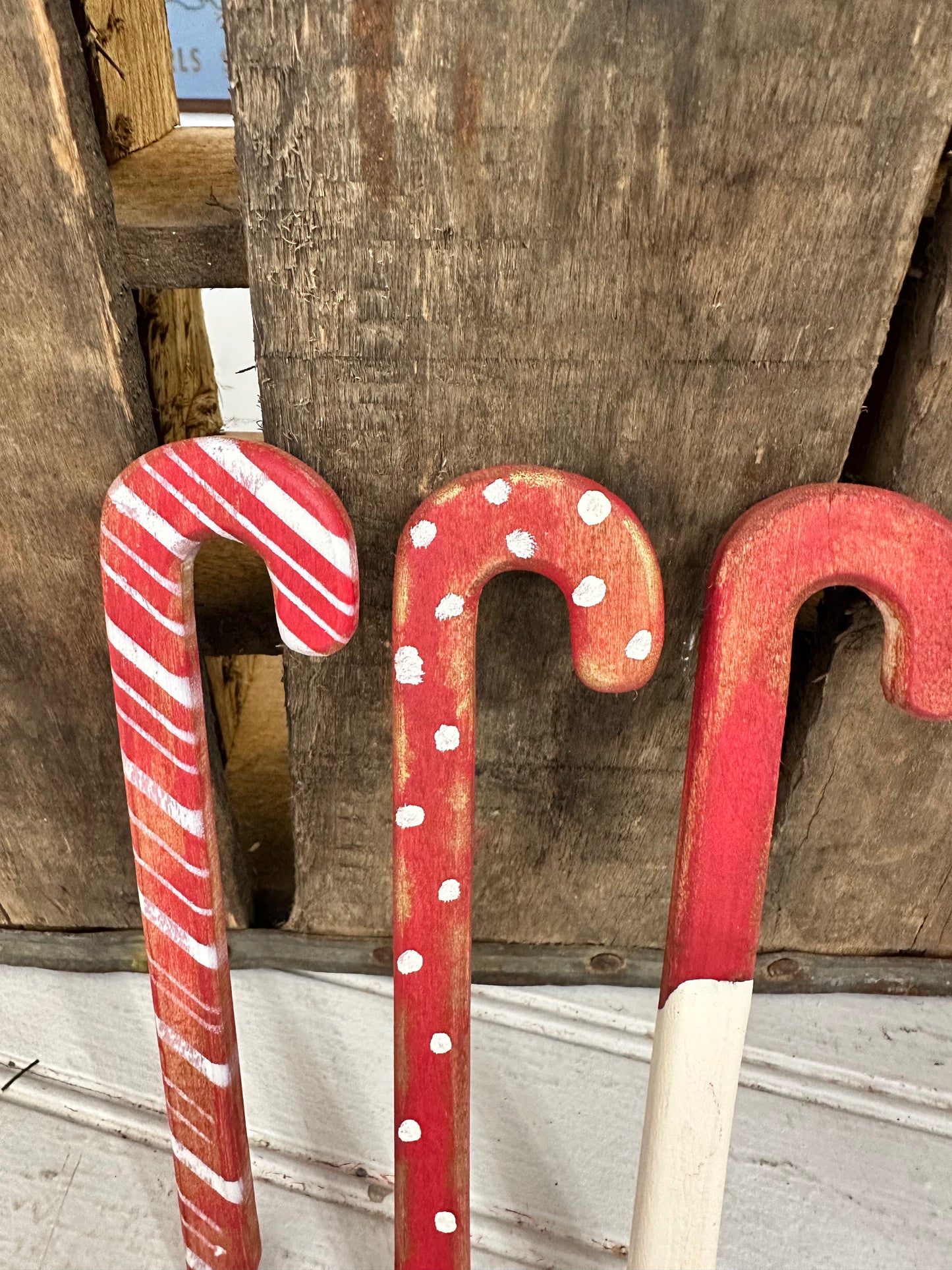 Handmade Wooden Candy Cane set