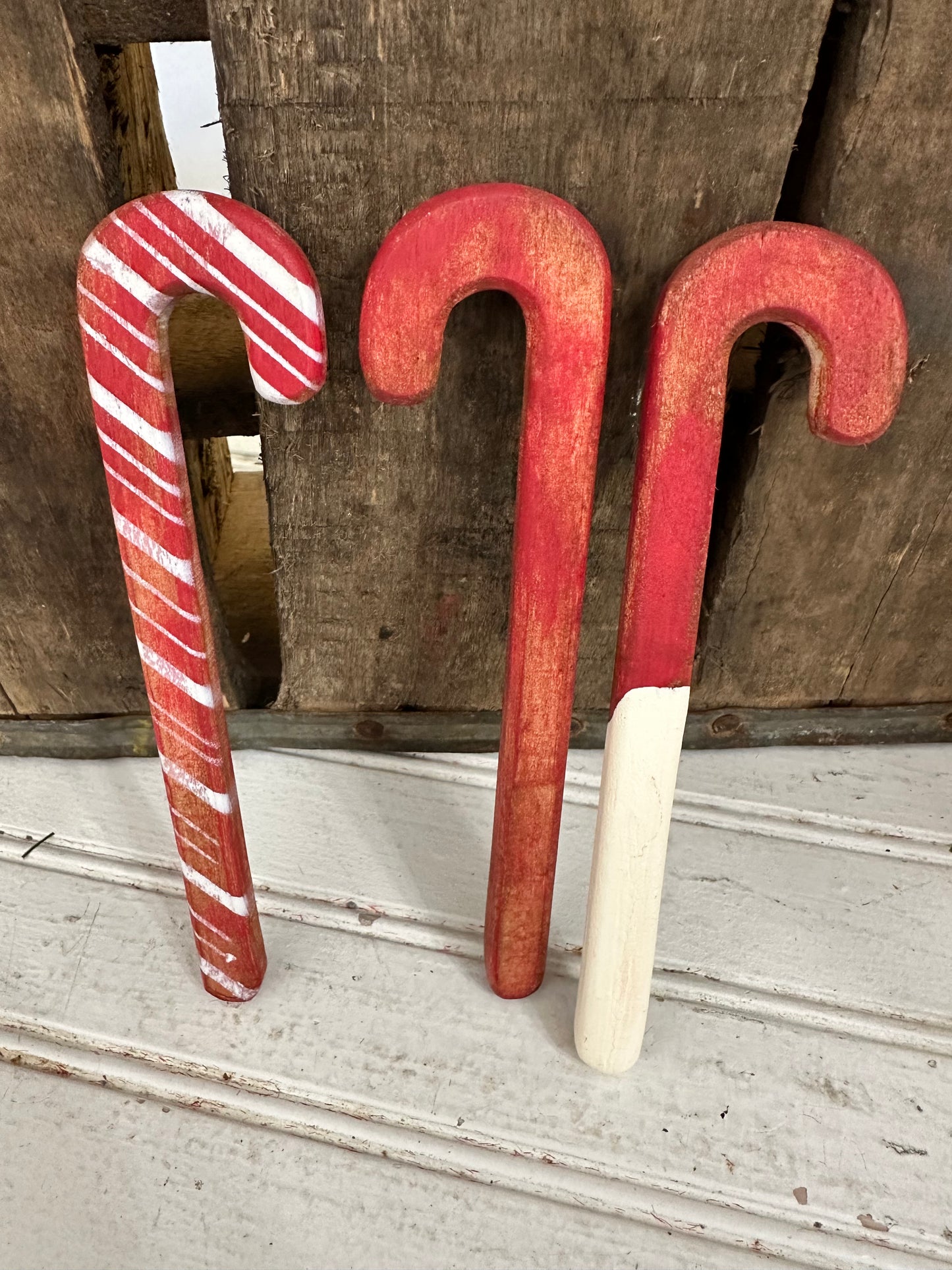 Handmade Wooden Candy Cane set