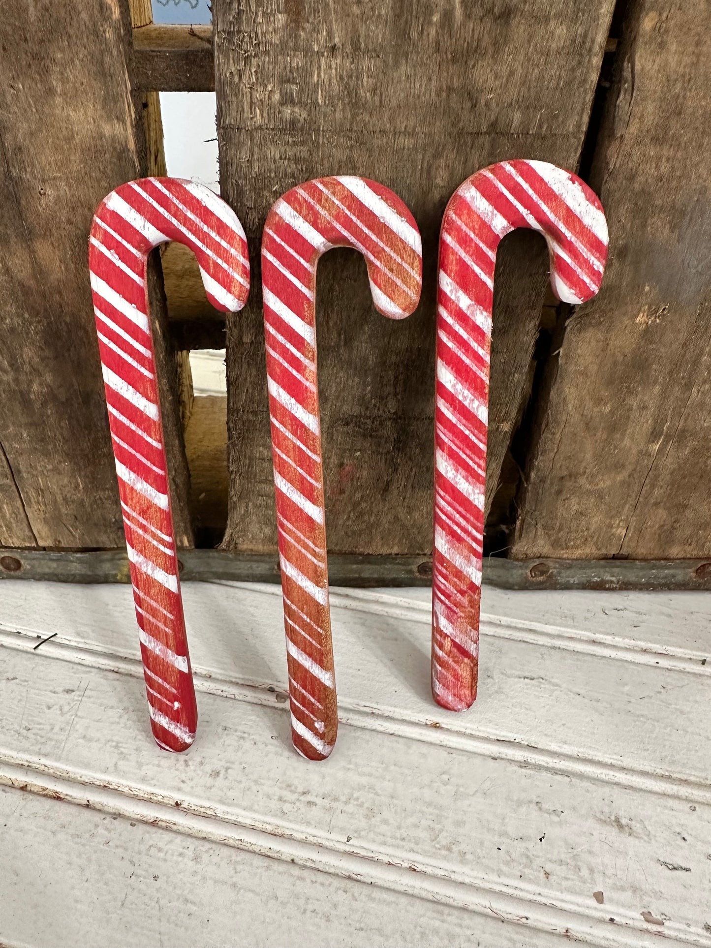 Handmade Wooden Candy Cane set