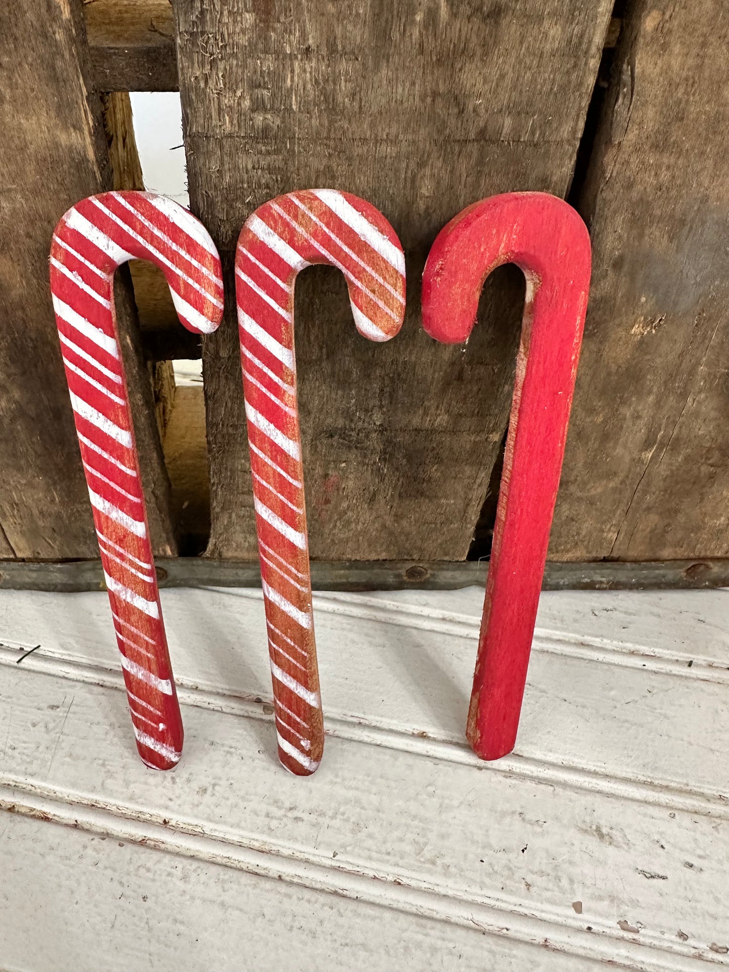 Handmade Wooden Candy Cane set