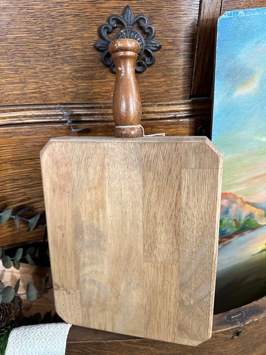 Handmade Butcher Block board with vintage spindle handle