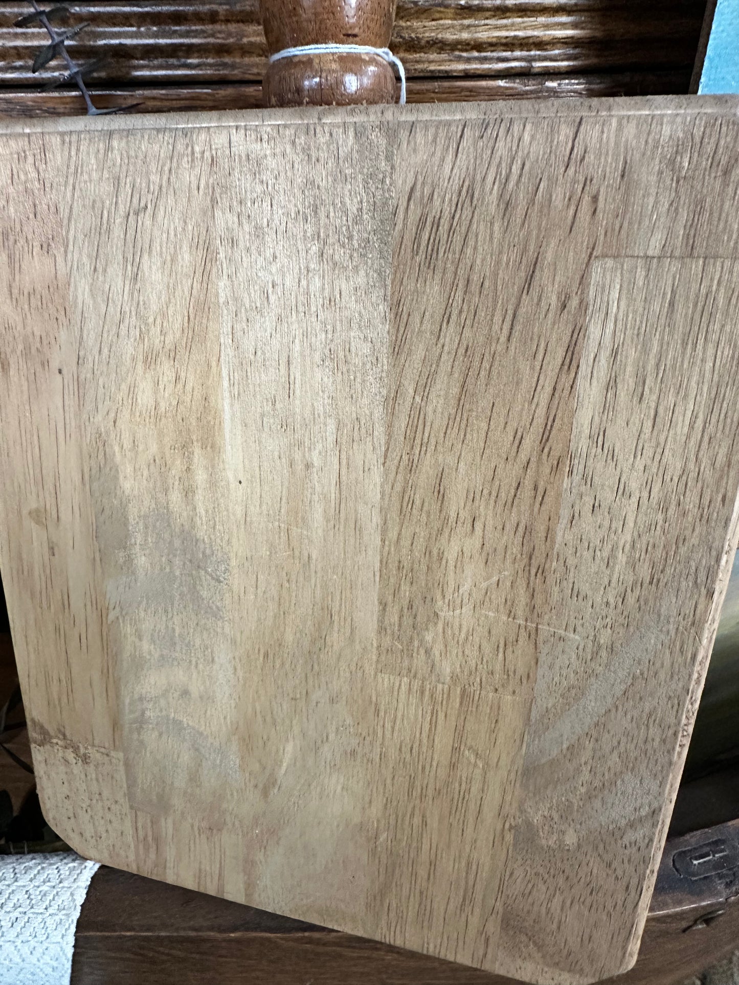 Handmade Butcher Block board with vintage spindle handle