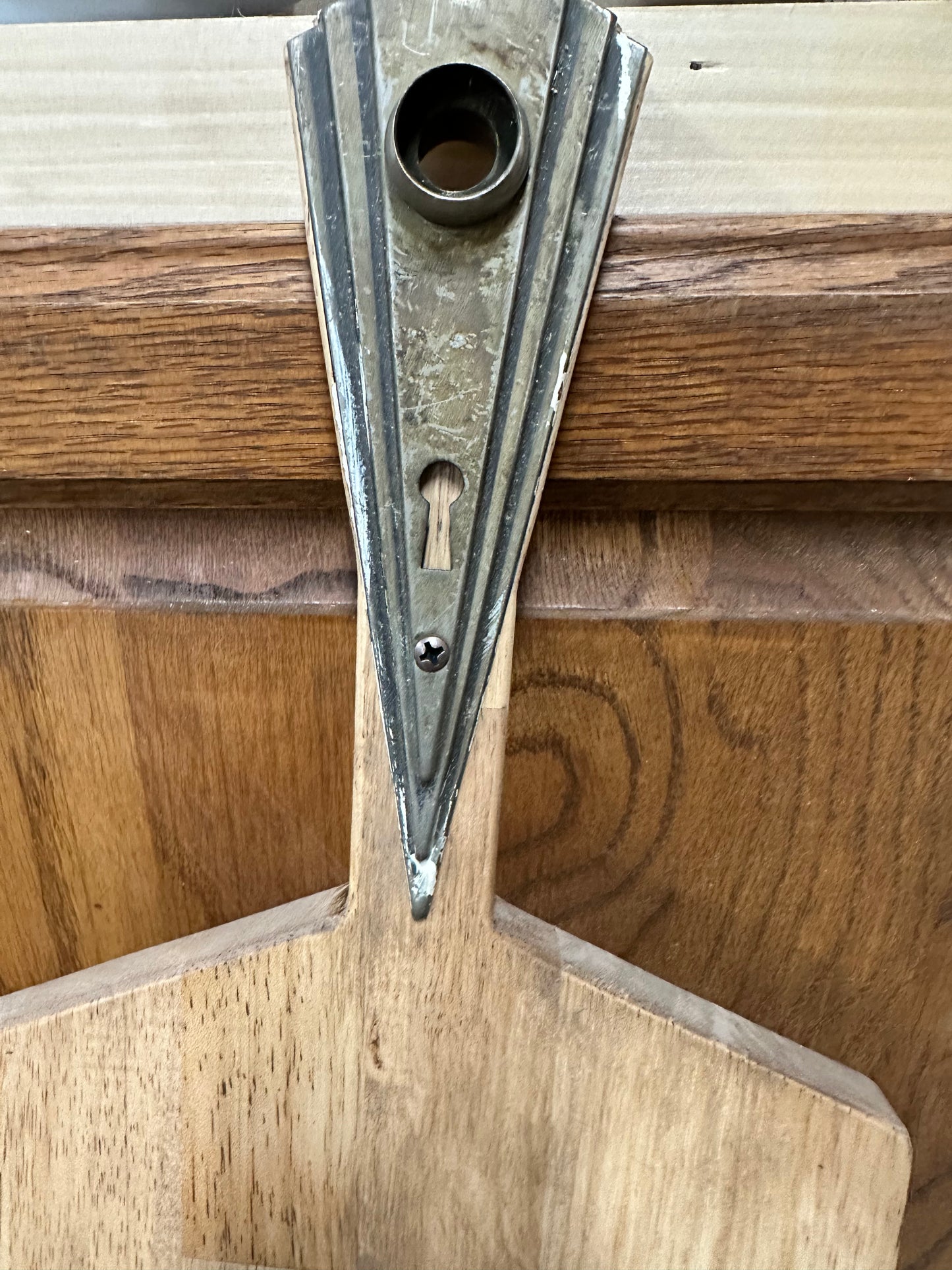 Handmade board with vintage door plate