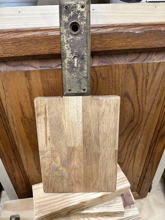 Handmade board with vintage door plate