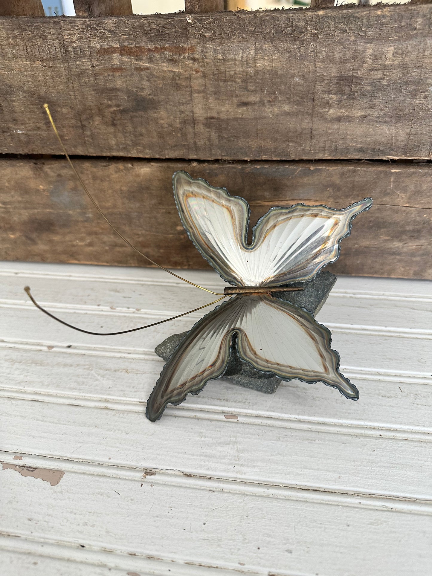 Metal butterfly sculpture