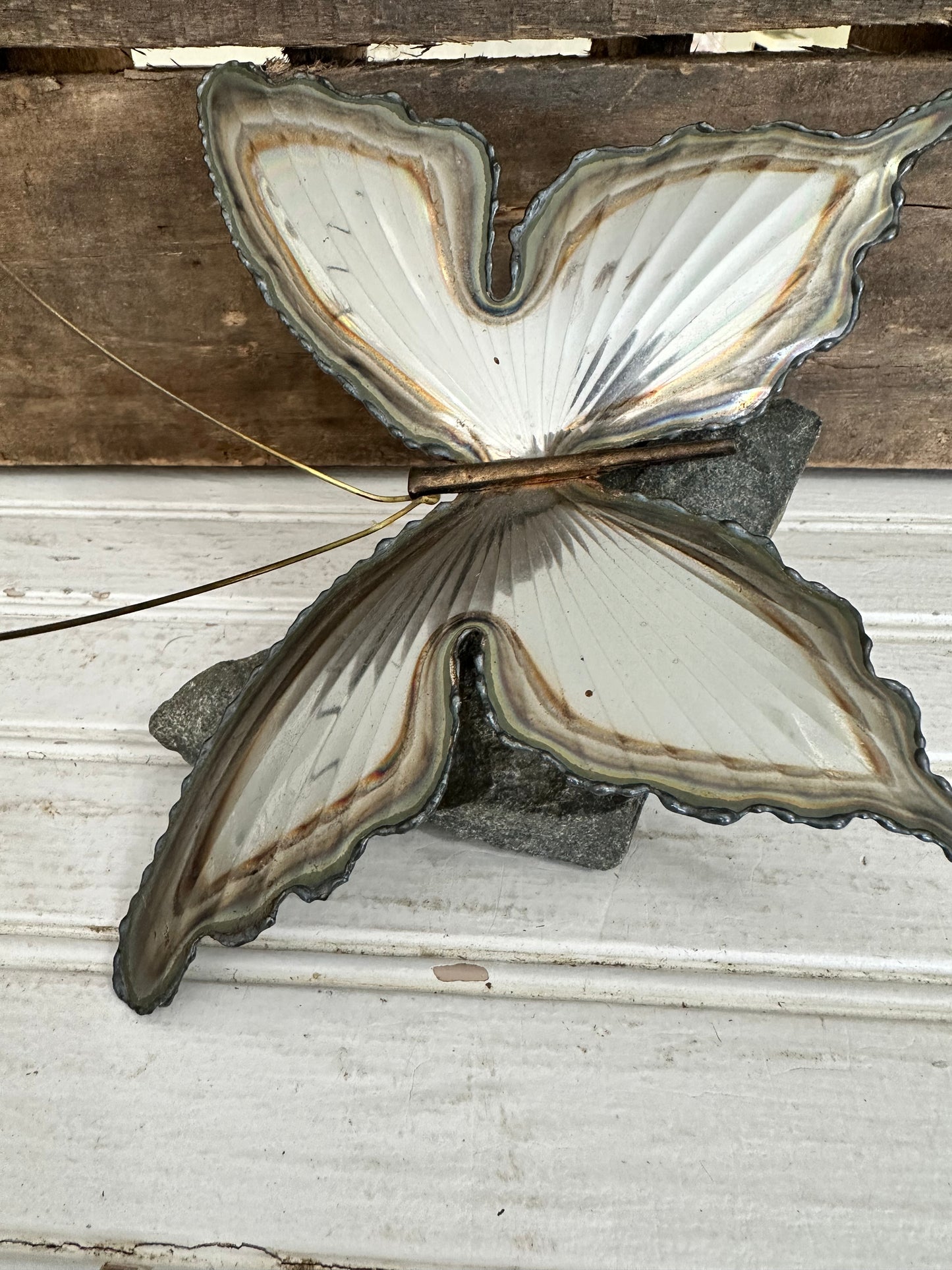 Metal butterfly sculpture