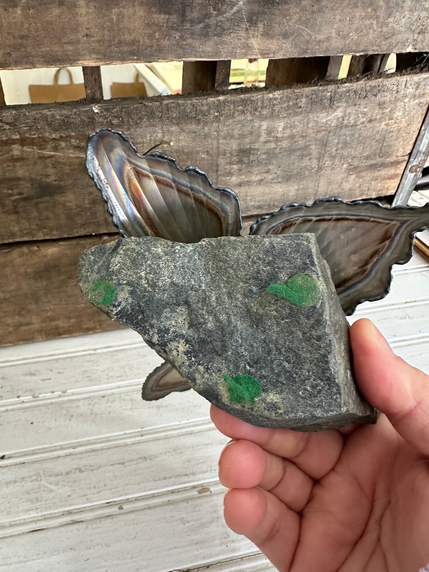 Metal butterfly sculpture