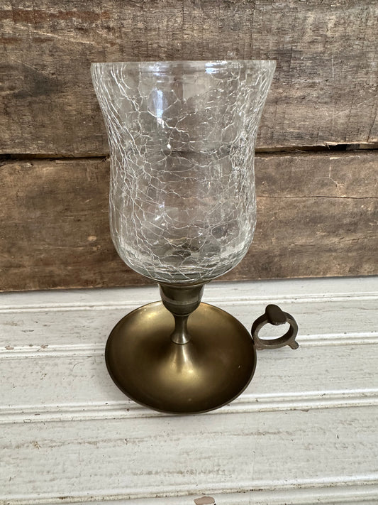 Brass & Crackle glass votive candle holder