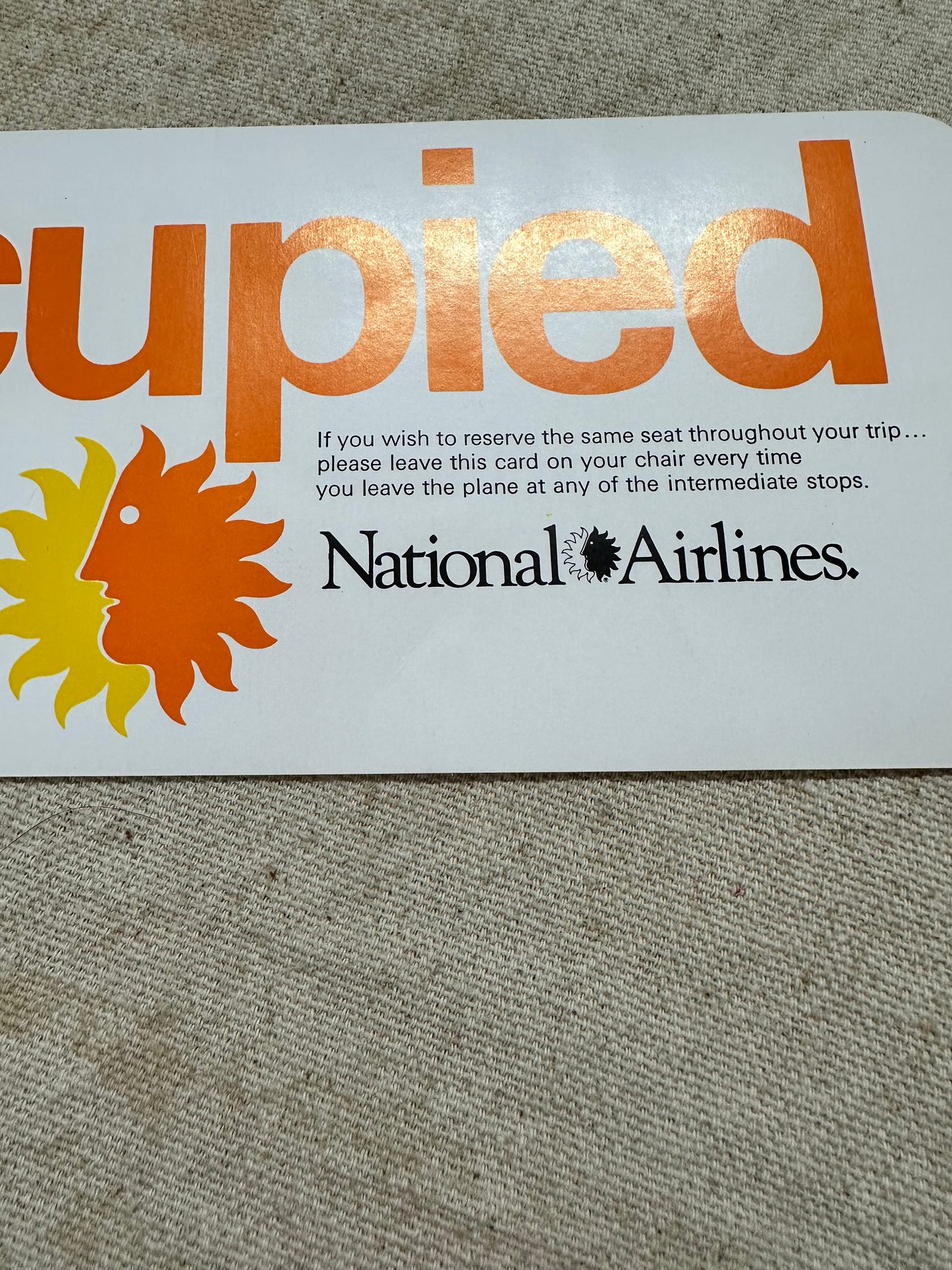 National Airlines Occupied sign