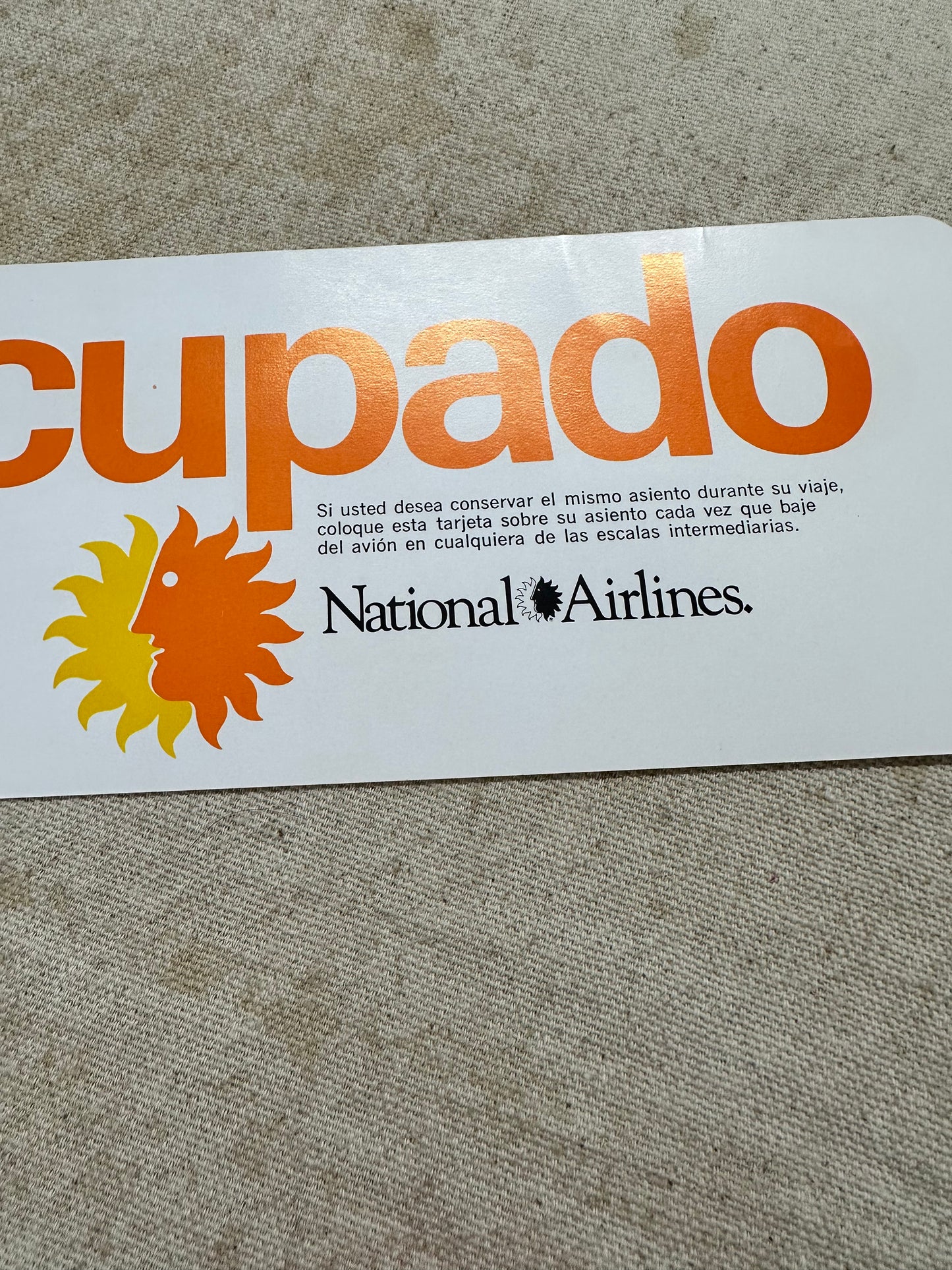 National Airlines Occupied sign