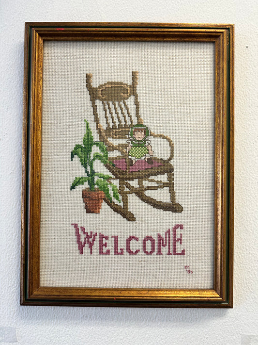 Welcome framed cross stitch- local pickup only