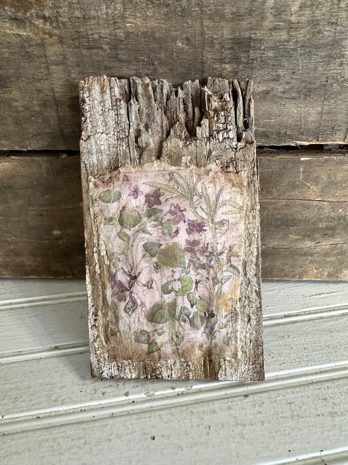 Handmade Floral design on salvaged wood
