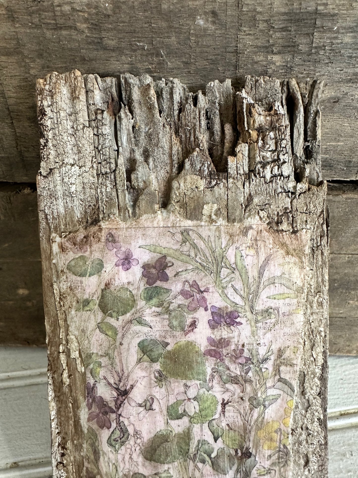 Handmade Floral design on salvaged wood