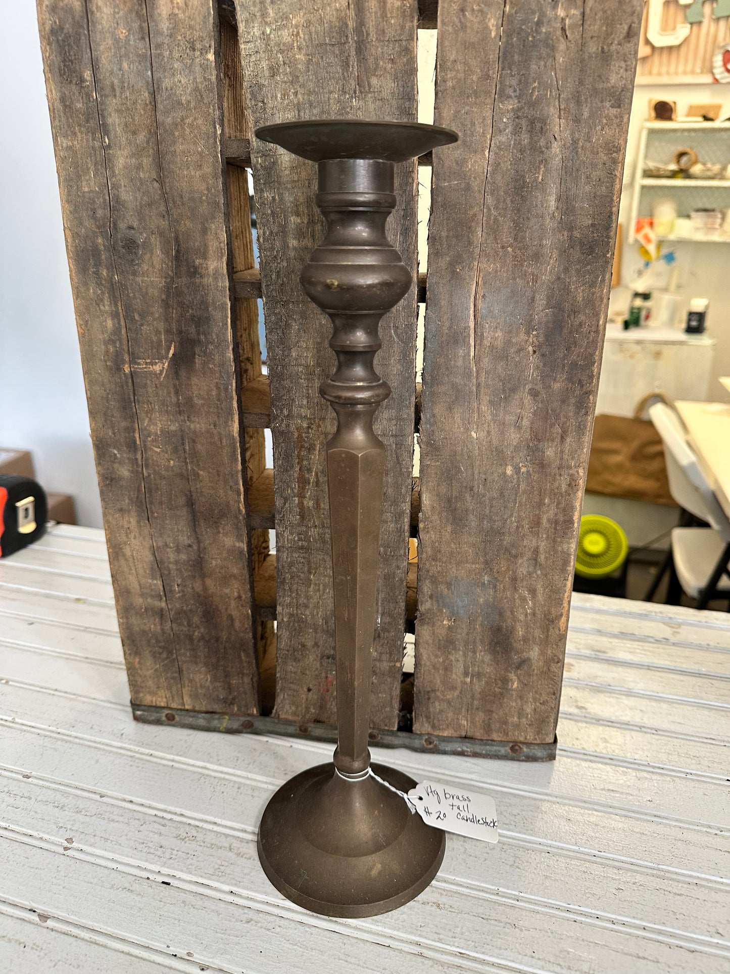 Brass tall candlestick