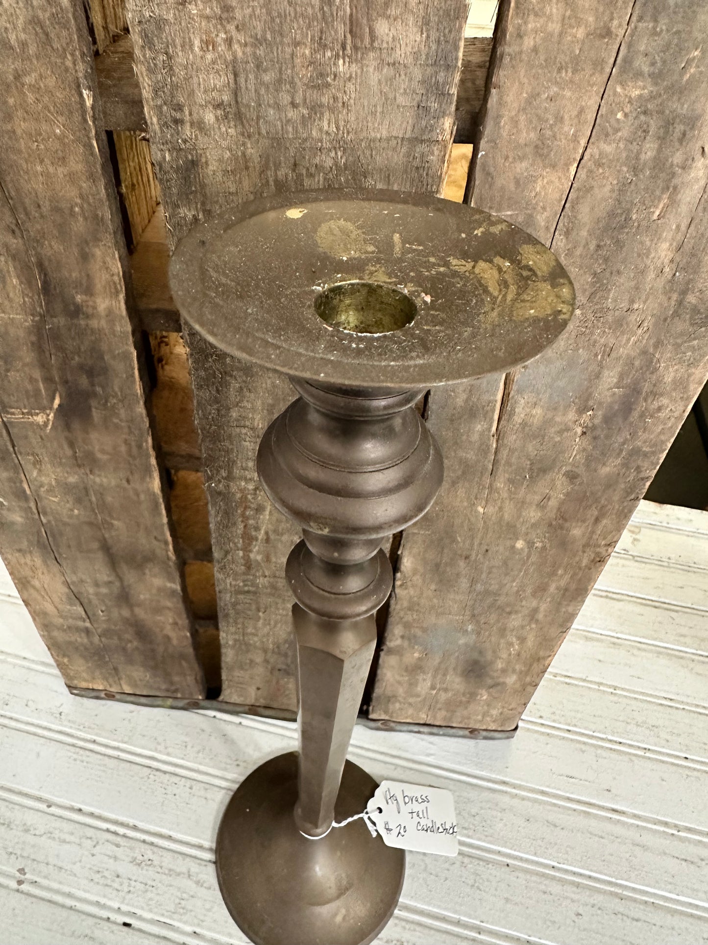 Brass tall candlestick