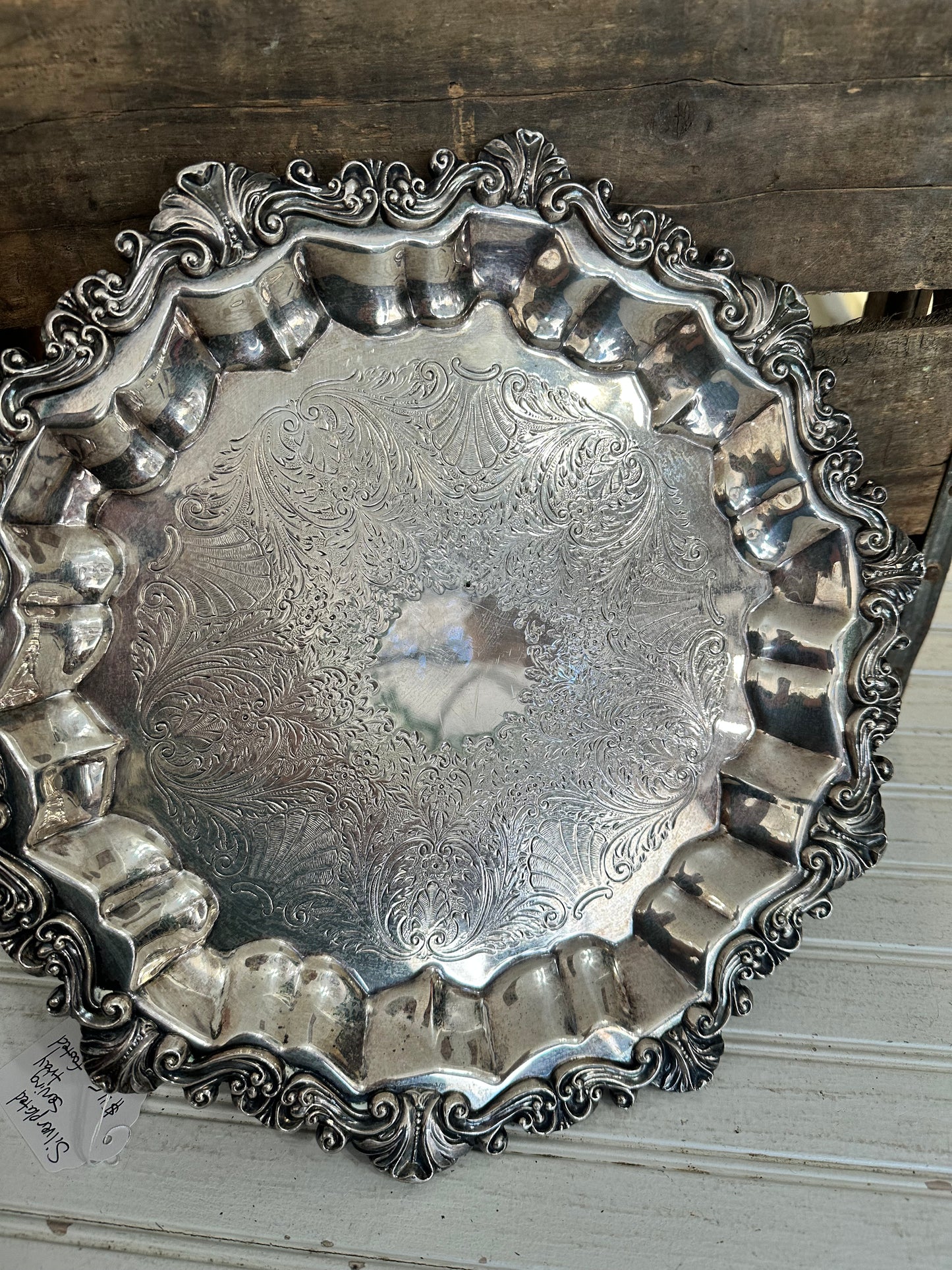 Silver plated serving tray- footed
