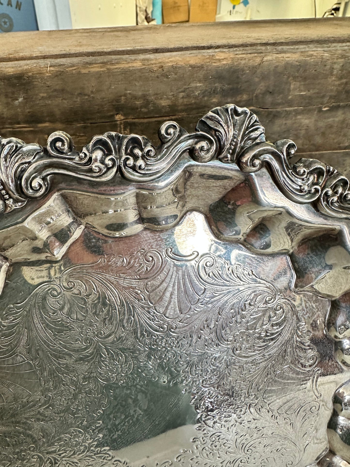 Silver plated serving tray- footed