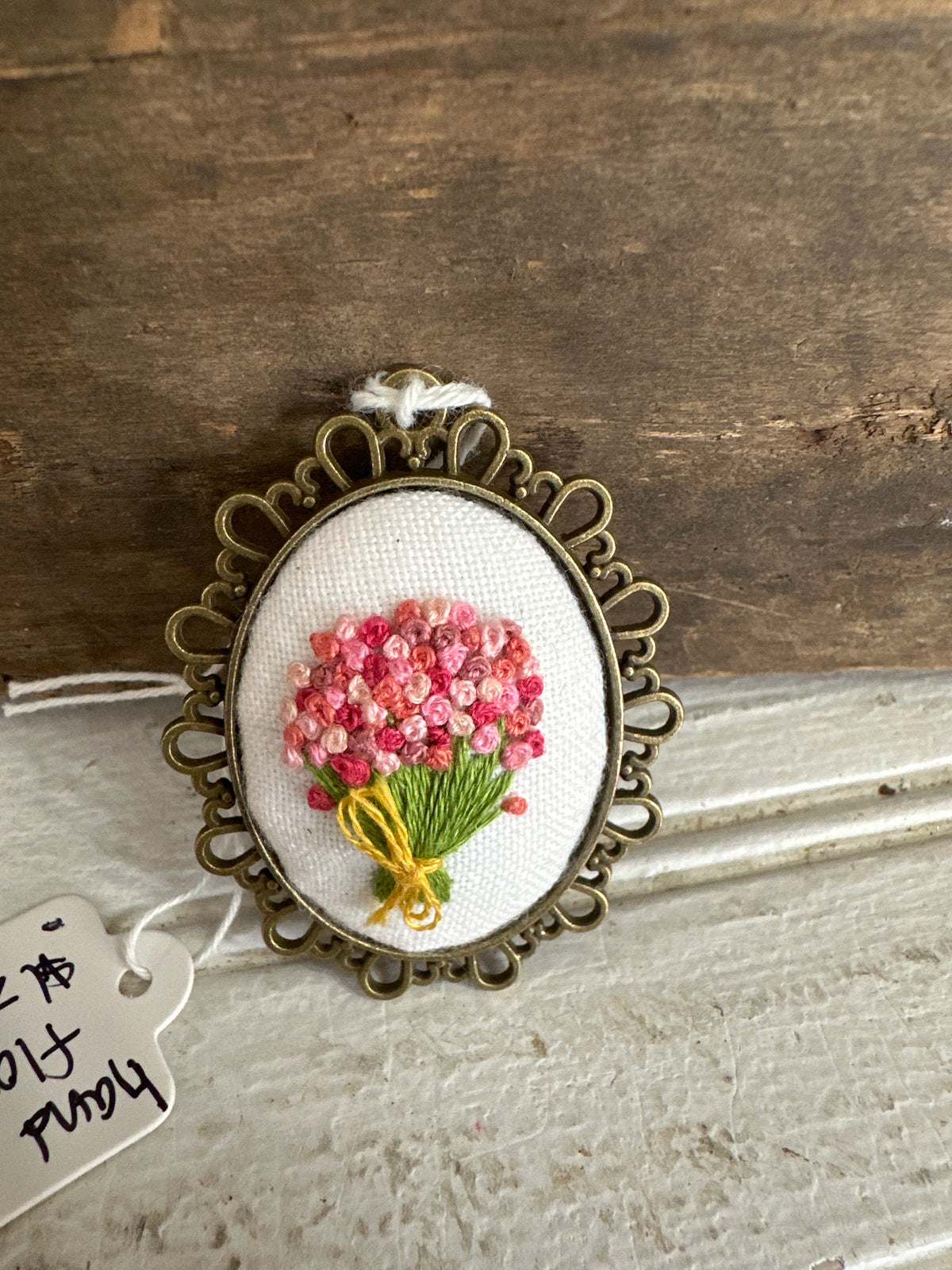 Hand embroidered flower bunch necklace